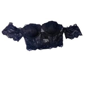 Bralet off shoulder size medium A-B cup size black lace sleeves